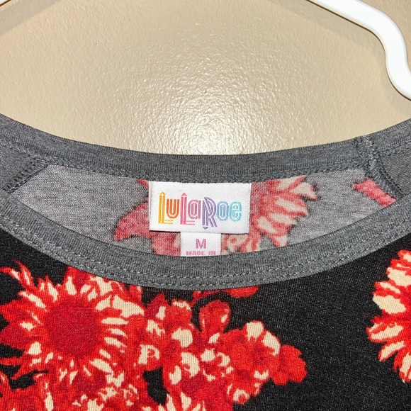 LuLaRoe Red Floral Top with Gray Accents - Picture 2 of 3